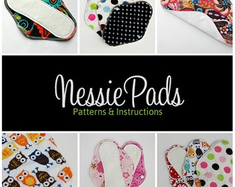 NessiePads Cloth Pad / Mama Cloth PDF Sewing Patterns - Wool, PUL, Fleece Backing - Serged Pad Patterns