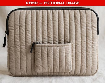 Quilted Laptop Sleeve Sewing Pattern PDF, Padded Zip Case, Cable Pocket | Stitchfolk