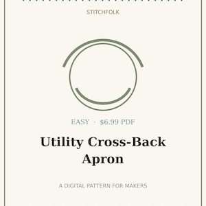 Patrón de costura en PDF para delantal utilitario con espalda cruzada y bolsillos profundos divididos / Stitchfolk