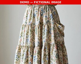 Schnittmuster (PDF), Stufen-Maxirock, Rock mit Taschen | Stitchfolk