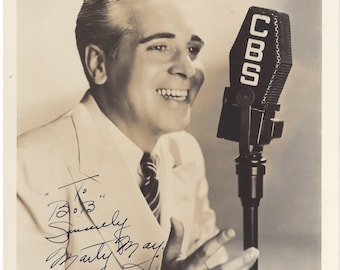 Autographed 1940s Press Photo Marty May, Actor, CBS NBC Radio, Vaudeville, theatre, television