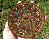 Antique Meiji Period Japanese Oriental Cloisonné Enamelled Butterfly, floral, Goldstone Enameled Small Charger near mint. 6 quot Diam x 3 8 quot H