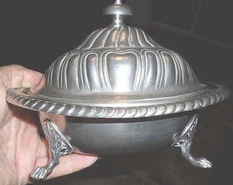 Antique Rogers & Bro. Tripleplate 3 pc. Butter DISH, bowl, lid, insert Pattern #1989