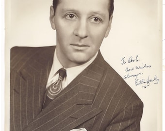 Autographed Portrait of Eddie Hanley 1904-1997. 1940s American Stage and Screen Actor 10x8 B&W Sepia Glossy