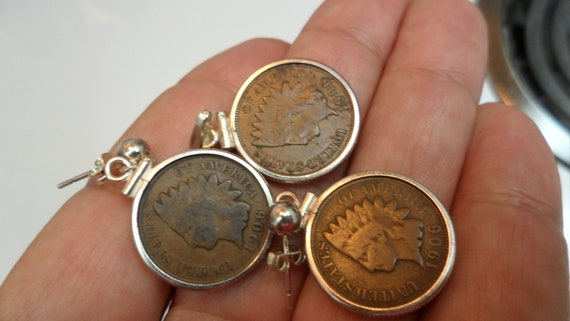 Antique 1906 Indian Head Penny Coin Jewelry Set; … - image 3
