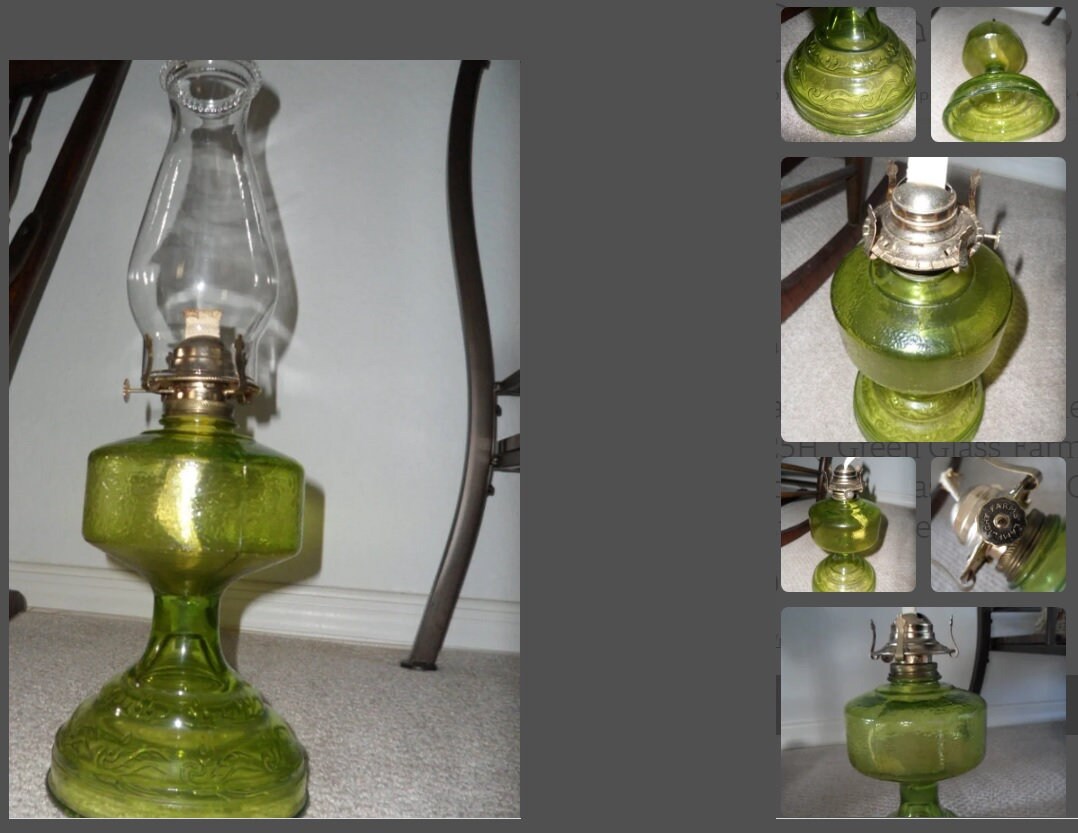 Vintage Tall Kerosene Hurricane Oil Lamp 18.25h Green Glassfarms
