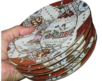 Antique Royal Sealey Moriage Porcelain Plates - Gold Gilt Dinnerware Set of 6