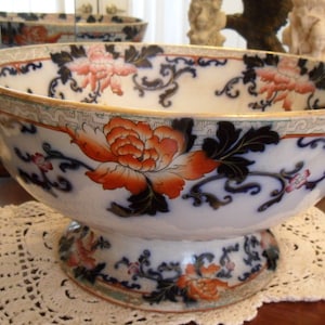 ANTIQUE 19th Century Palatial Chinoiserie Soft Paste Porcelain Pedestal Punch Bowl/Jardiniere 13.25”L x 7.25"H; 6lbs