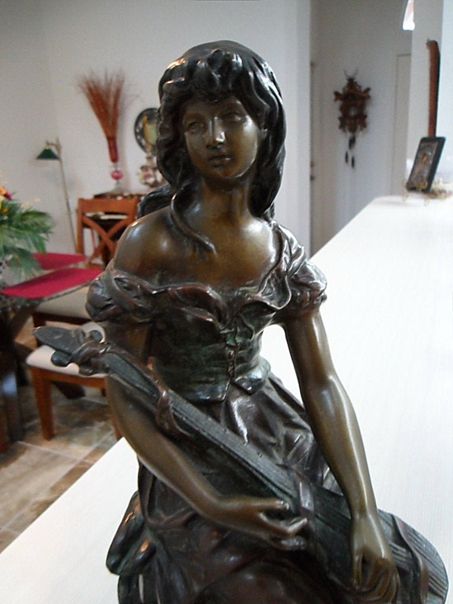 Bronze Statute Hippolyte Francois Moreau Woman With Lute Etsy