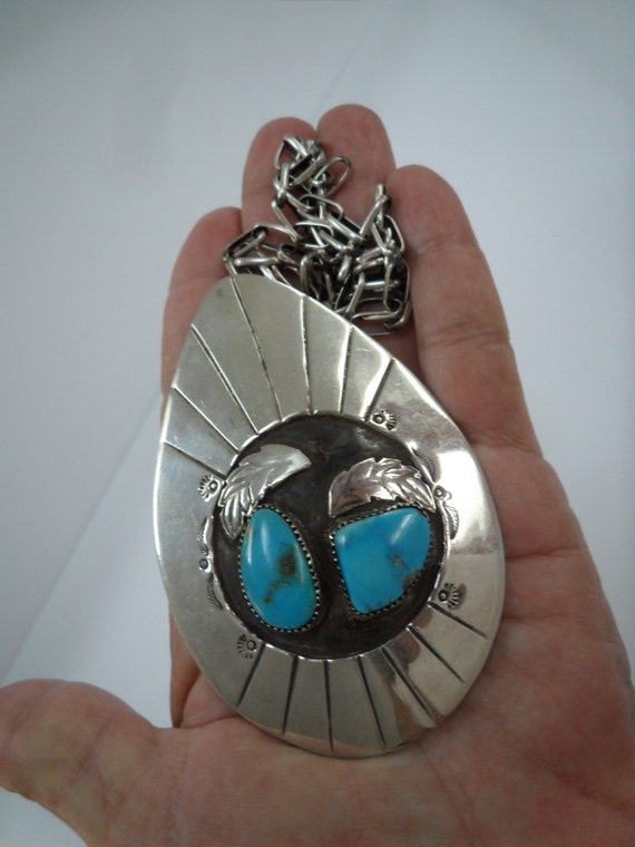 Navajo Turquoise Huge VTG 1960s Old Pawn XXL Ster… - image 10