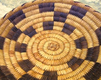 Vintage Pima Papago Basket Bowl: Native American Yucca & Devil's Claw, 1950s