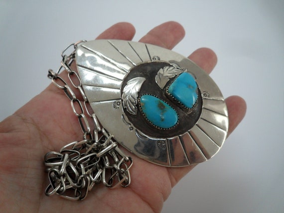 Navajo Turquoise Huge VTG 1960s Old Pawn XXL Ster… - image 1