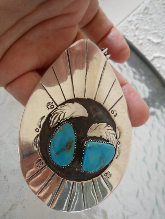 Navajo Turquoise Huge VTG 1960s Old Pawn XXL Ster… - image 5