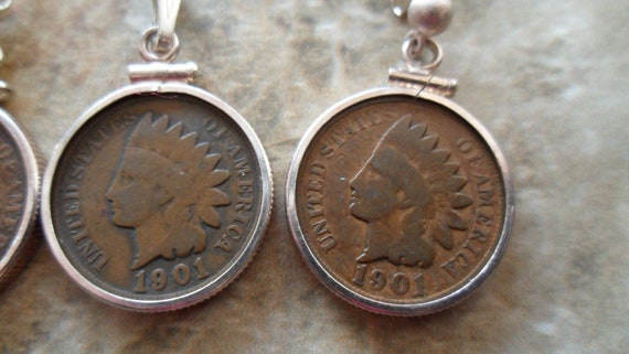 Antique 1901 Indian Head Penny Coin Jewelry Set; … - image 2