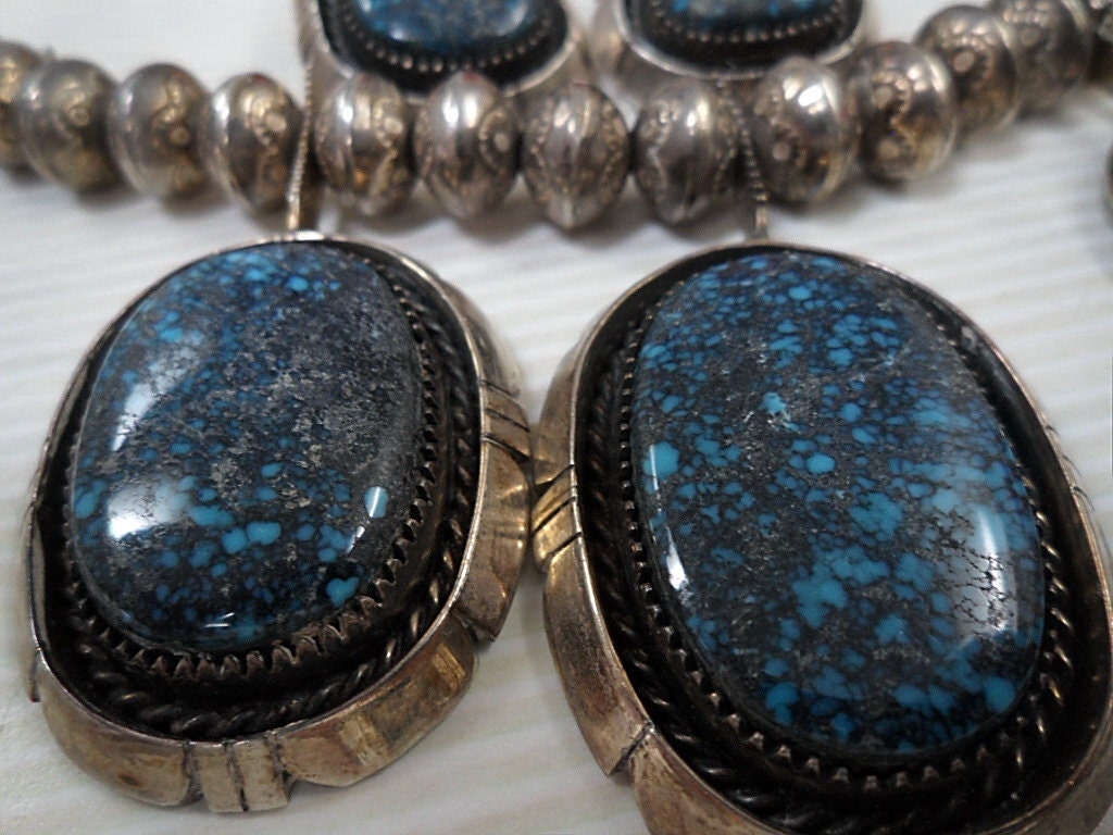 Opulent Vintage 'Wide Webbed Lander Blue Turquoise' Navajo Native American Jewelry Silver Bracelet Opulent Vintage 'Wide Webbed Lander Blue Turquoise' Navajo Native American Jewelry Silver Bracelet