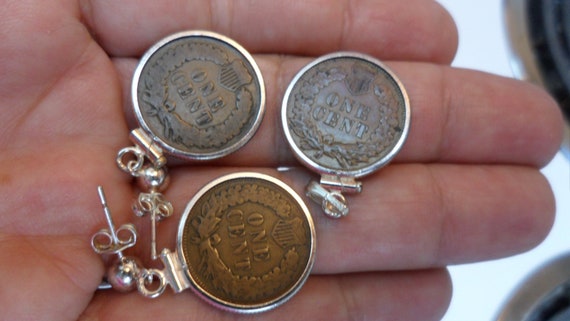 Antique 1906 Indian Head Penny Coin Jewelry Set; … - image 6