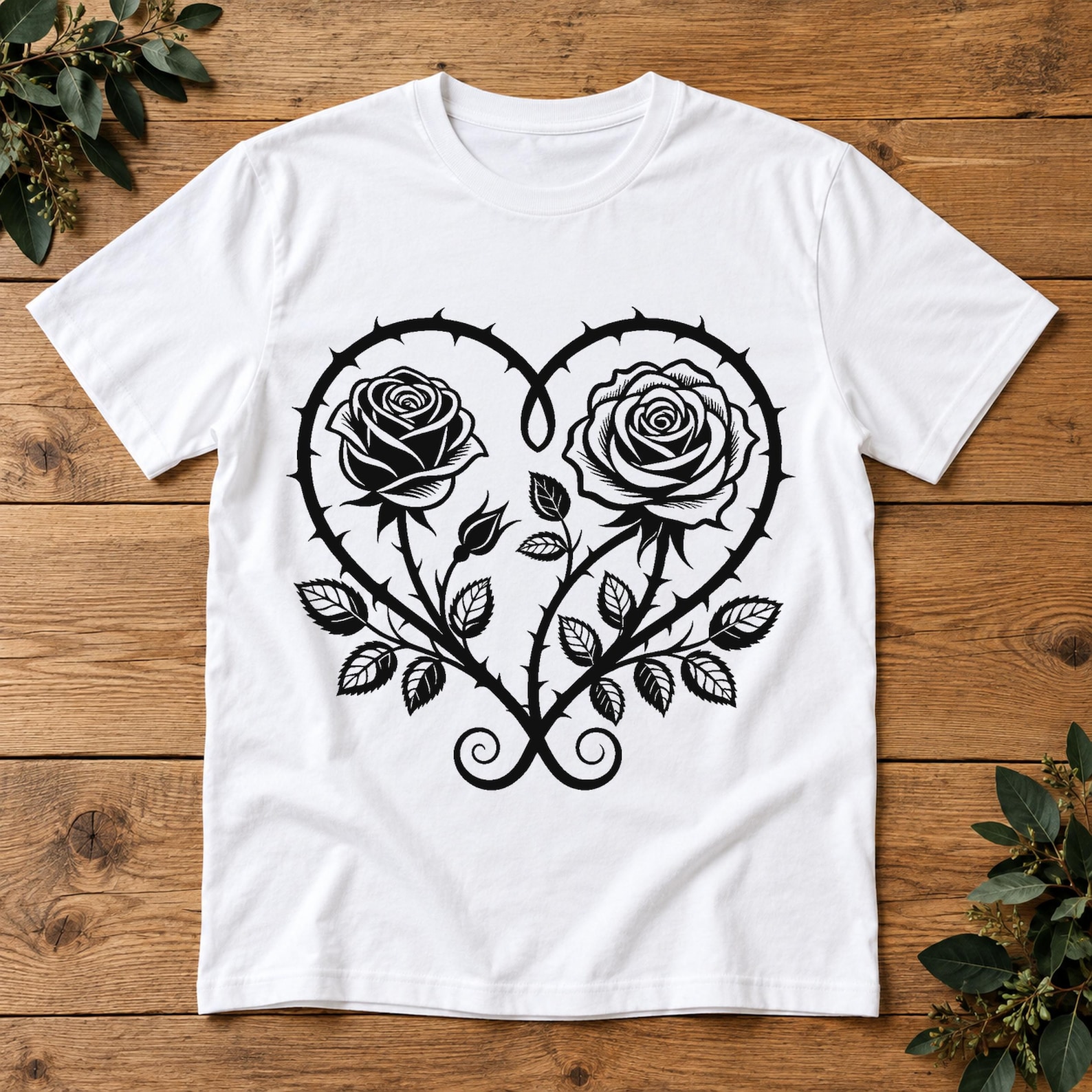 Two Rose Heart SVG Cut File, Romantic Floral Design Digital Download - Etsy