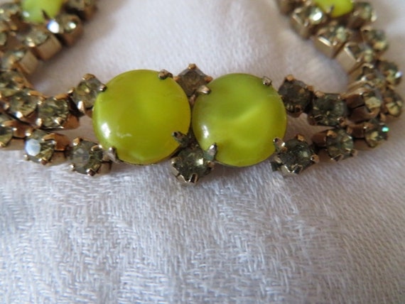 Nice Vintage Rhinestone & Yellow Glass Bracelet - image 4