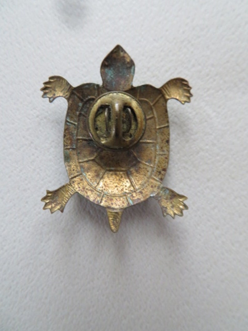 Vintage Brass Turtle Pin Wonderful Patina Cute