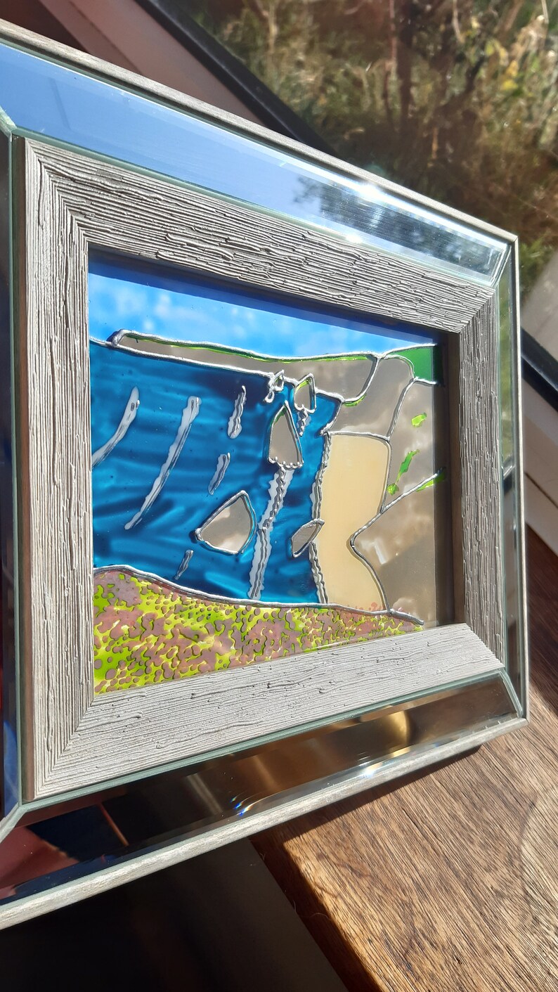 Bedruthan Steps Cornwall Hand Painted Glass
