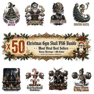 50 Designs Canva, Gothic Weihnachten Sport PNG Bundle, 50 Designs Canva, Football Mama, Gym Girl, Kommerzielle Lizenz
