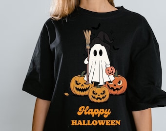 Happy Halloween Ghost Pumpkin PNG, Spooky Season Shirt Design (Digital Download)