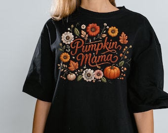 Pumpkin Mama Fall Floral Design, Autumn Mom Shirt (Digital Download)