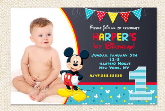 Mickey Mouse Invitations 1st Birthday Koran Sticken Co