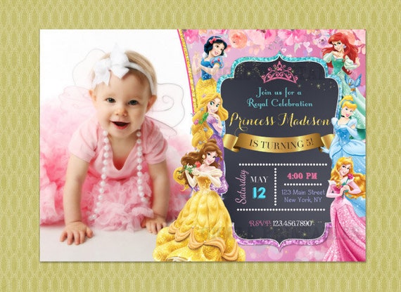 disney princess invitation disney princess birthday invite princess birthday invitations diy printable digital file disney princess invitation