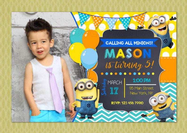 Minion Birthday Invitation Minion Invitation Despicable Etsy