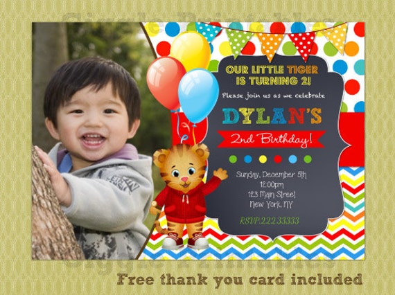 Daniel Tiger Invitation Daniel Tiger Birthday Invitations | Etsy