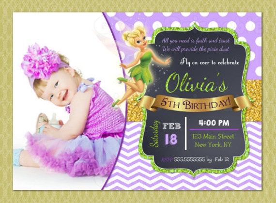 Tinkerbell Birthday Invitation Tinkerbell Invitations Diy Etsy