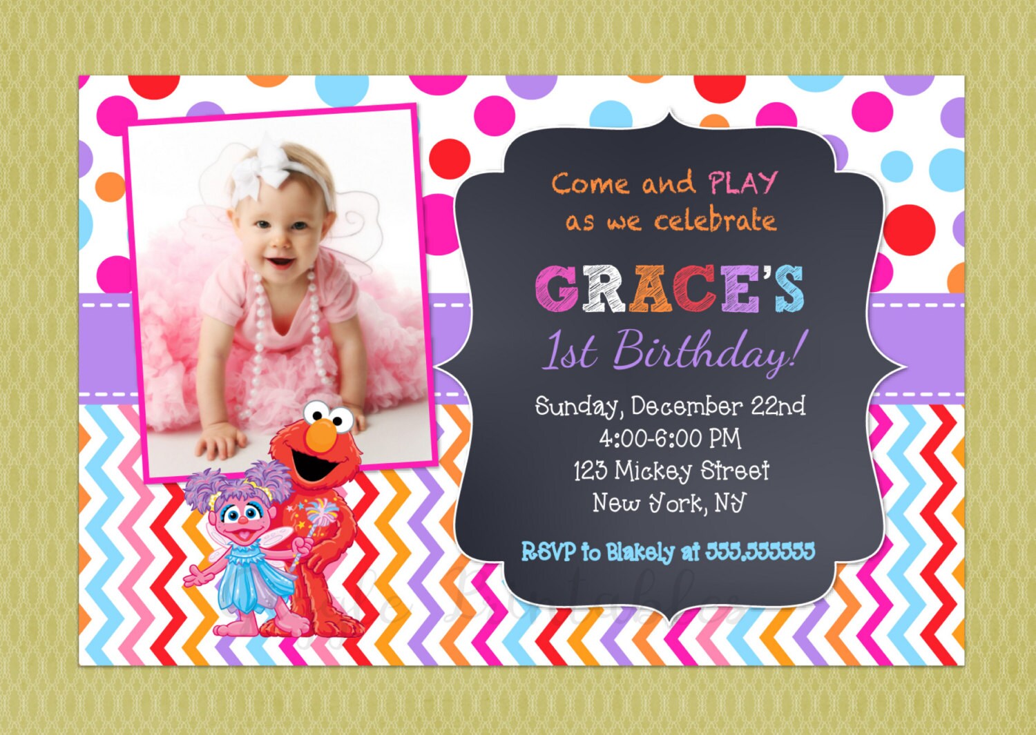 Abby And Elmo Birthday Invitations 3