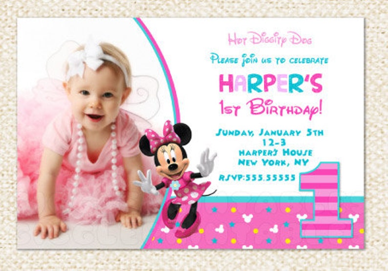 Minnie Mouse 1st Birthday Invitations Minnie Invitations Etsy