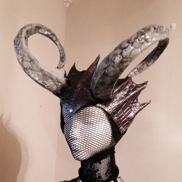 Leather Horned Headdress with "alligator skin"