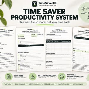 Time Saver Productivity System | Printable Productivity Planner | Time Audit | Focus Planner | Weekly Planner