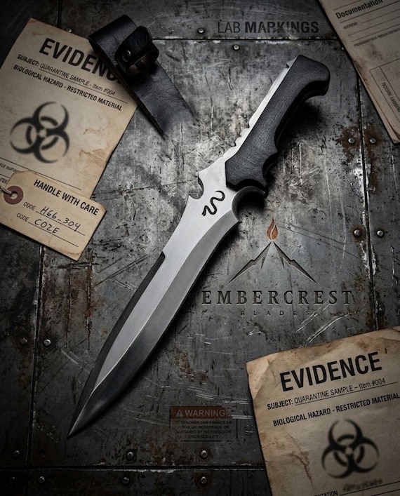 Resident Evil 4 Jack Krauser Knife Replica, Full Tang Carbon Steel, Leather Sheath (Collector)