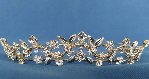 Gold and silver Wedding Diadem with Rhinestones, … - image 6