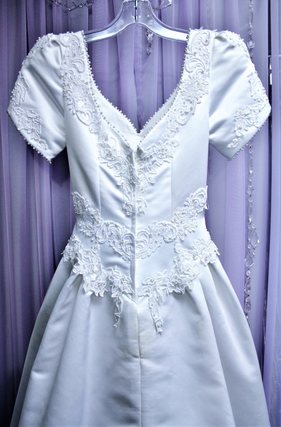 Vintage 1990's Satin wedding gown Princess style … - image 7
