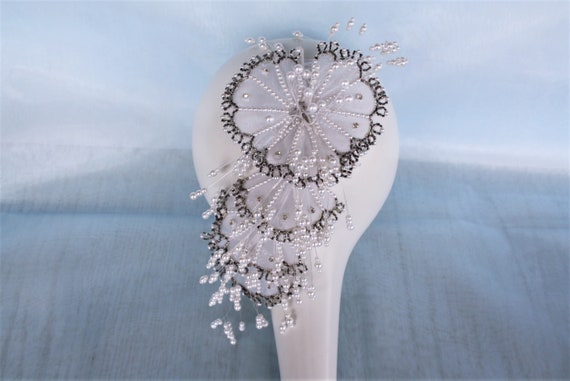 VINTAGE Beaded bridal tiara Headpiece with pearls… - image 7