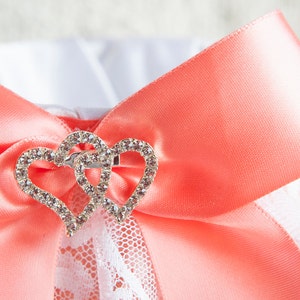 Flower girl basket Lace & satin romantic wedding basket with heart rhinestones image 3
