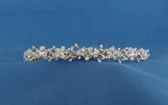 Gold Wedding Tiara with rhinestone and crystals, … - image 8