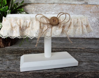 Blush satin and ivory lace  Rustic chic bridal garter, Keepsake or toss country garter, Shower bridal garter