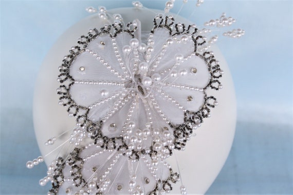 VINTAGE Beaded bridal tiara Headpiece with pearls… - image 8