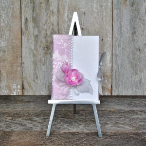 Mother’s Day Gift, Handmade, Pink & White Lace Mini 4x6 Photo Album, Elegant Keepsake Gift for Her, Wedding, Graduate, Romantic Travel Album