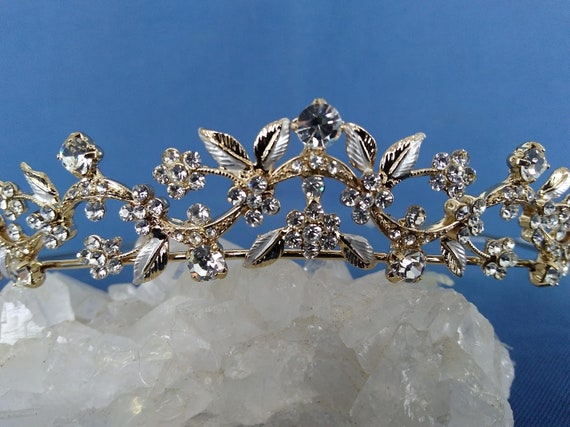 Gold and silver Wedding Diadem with Rhinestones, … - image 8