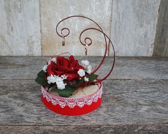 Rustic ring bearer box decorated with flowers ring pillow alternative