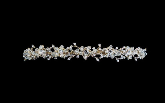 Gold Wedding Tiara with rhinestone and crystals, … - image 2