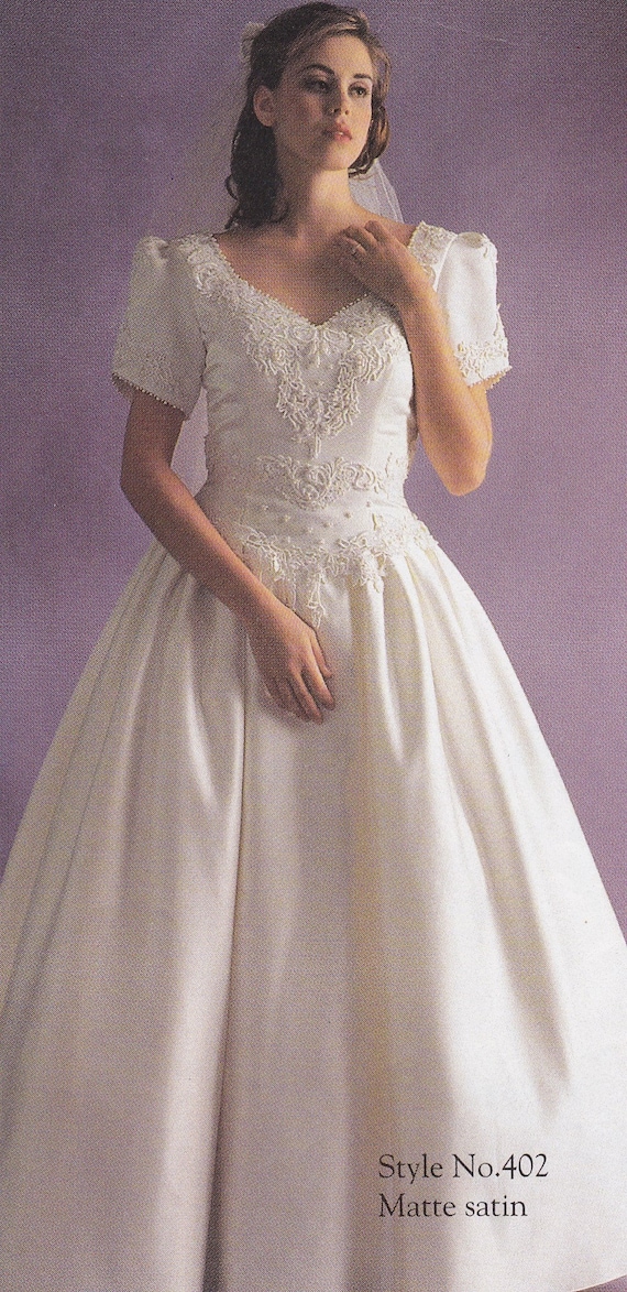 Vintage 1990's Satin wedding gown Princess style … - image 10
