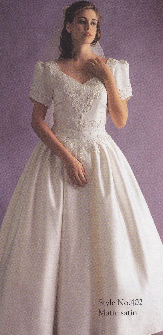 Vintage 1990's Satin wedding gown Princess style … - image 10